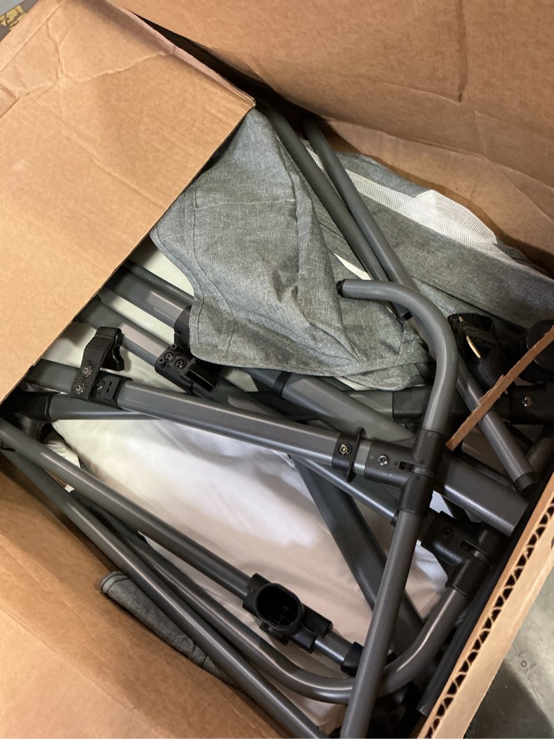 Condition photo showing As Is for mtwml twin bassinet for 2 babies,portable twins crib with storage bag and replaceable mattress cover,adjustable height double bedside crib attaches to bed with strap for 0-6 months (deep grey) | twin bassinet, portable crib, replaceable cover, adjustable height, more color