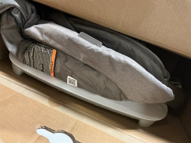 Condition photo showing As Is for UPPAbaby Mamaroo Smart Swing – Customizable Soothing Modes with MotionSync Technology – Infant Recline + Bluetooth Enabled – Included Newborn Insert – Wells (Dark Taupe Mélange)