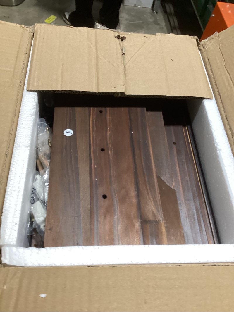 Condition photo showing Good Condition for bread box for kitchen countertop wooden bread storage container bin 2 layer corner breadbox large capacity, vintage farmhouse food organizer pantry shelf with window brown pine wood