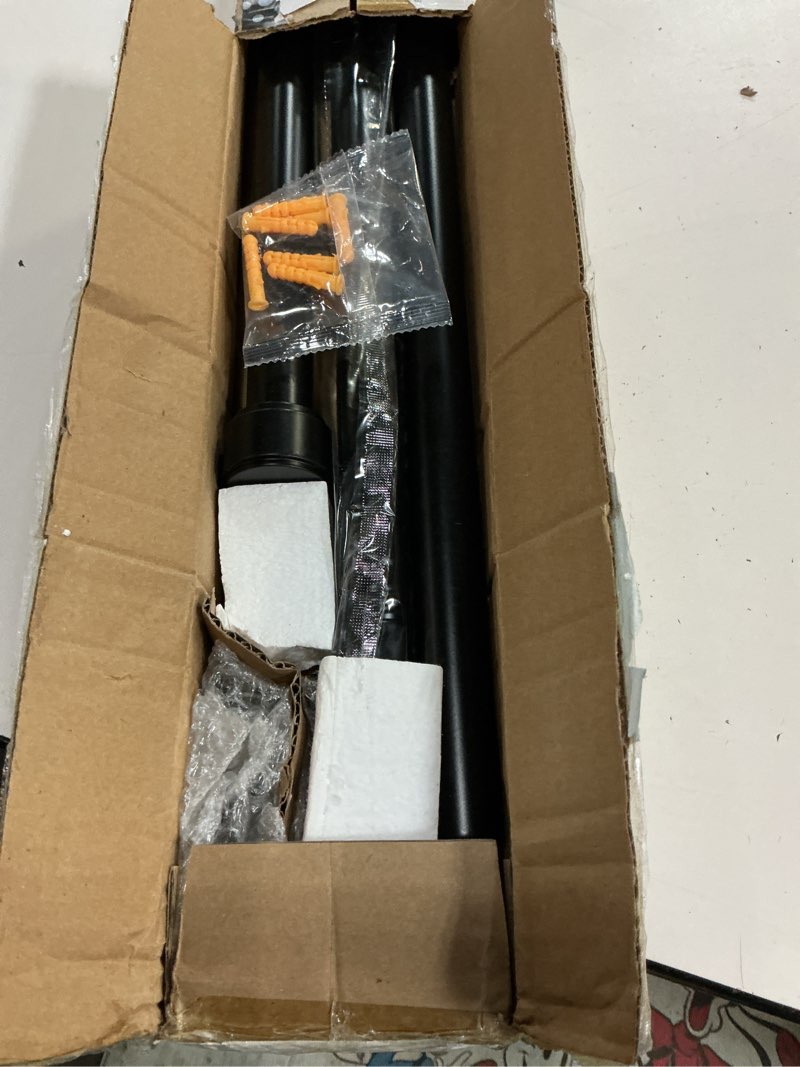 Condition photo showing New/Like New for yafex curtain rods 60-120 inch, upgraded 1 inch 2x longer rod sections, 30" extra long adjustable range black curtain rod for windows for living room, bedroom heavy duty modern design & easy install