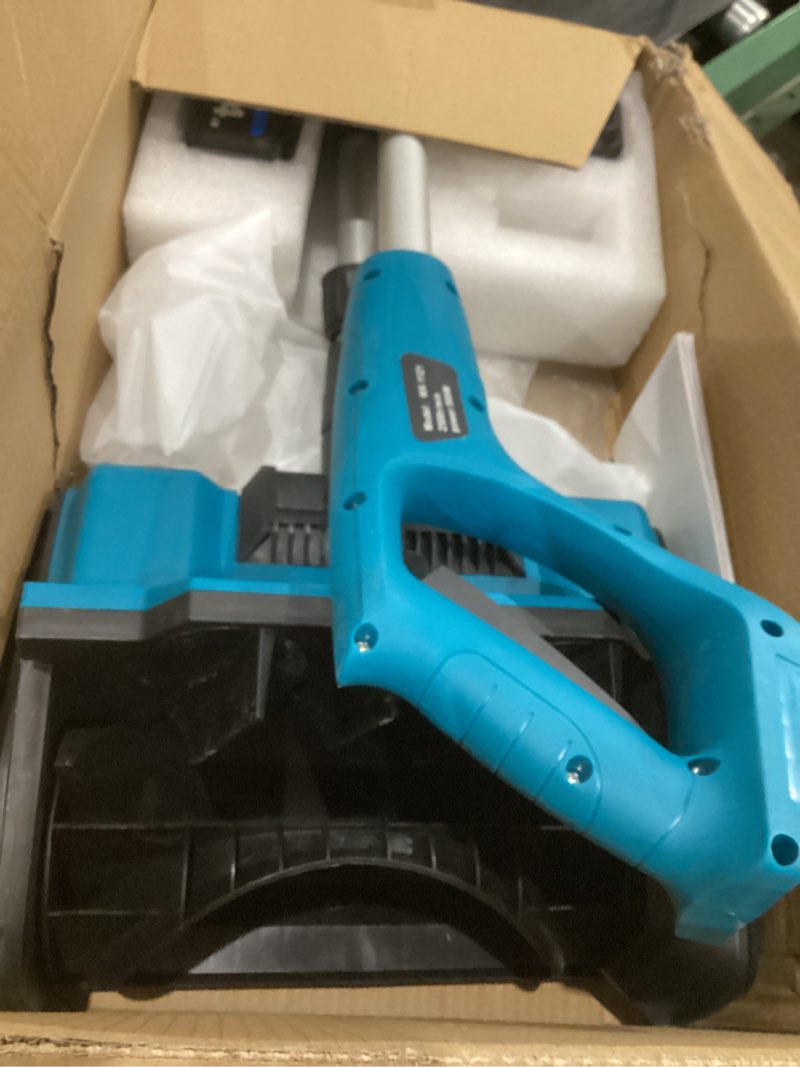 Condition photo showing As Is for Cordless Snow Shovel, 21V Cordless Electric Snow Blower with Battery and Charger, 19FT Throw Distance, Lightweight 9.9lb for Driveway, Sidewalk, Steps, Patio(Blue)