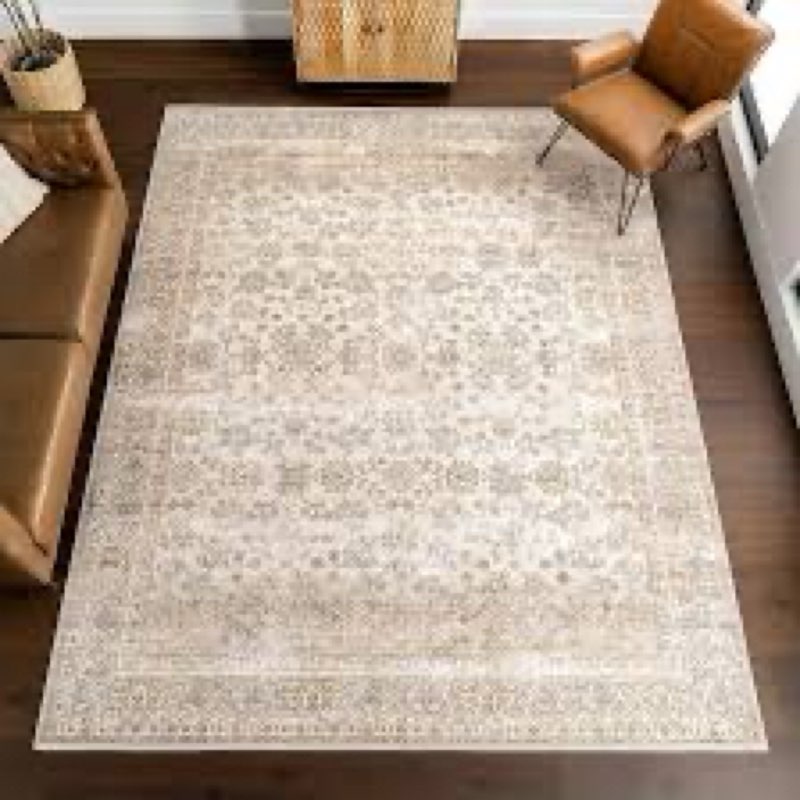 nuLOOM 3' x 5' Machine Washable Stain-Resistant Area Rug with Non Slip Backing, Low Profile for Livi