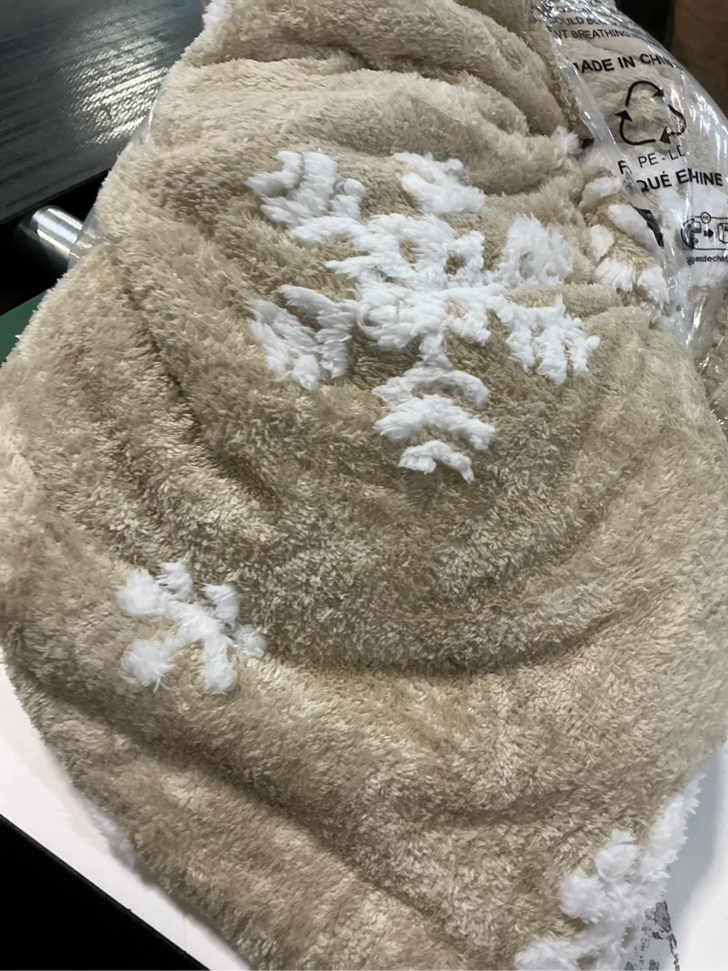 Condition photo showing As Is for KMUSET Super Soft Throw Blanket Premium Silky Flannel Fleece Throw Size Beige Microfiber Lightweight Blanket All Season Use Beige Throw(50"x60")