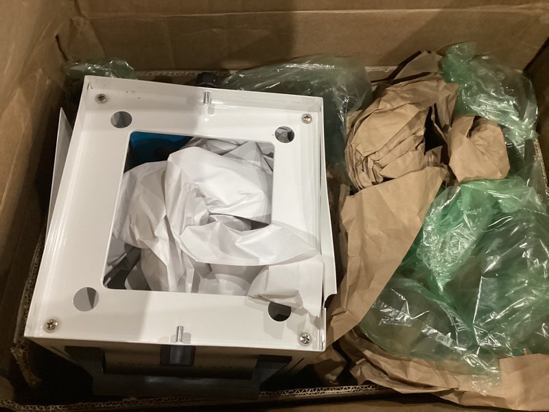 Condition photo showing As Is for (Used) Nostalgia Snow Cone Shaved Ice Machine - Retro Cart Slushie Machine Makes 48 Icy Treats - Includes Metal Scoop, Storage Compartment, Wheels for Easy Mobility - White, Blue