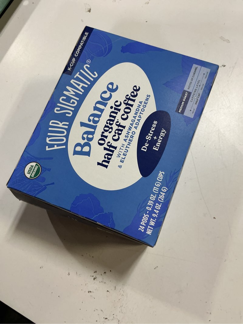 Condition photo showing New/Like New for (22/02/2026) Four Sigmatic Adaptogen Coffee K-Cups | Organic Medium Roast Ground Coffee with Ashwagandha, Eleuthero, Chaga & Tulsi | Immune Support & Stress Relief | Keto | 24 Count Balance w/ Ashwagandha & Eleuthero 24 Count (Pack of 1)