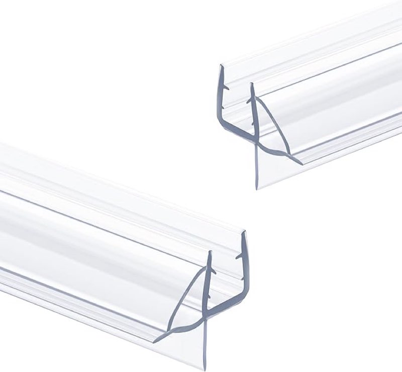 (Pack Of 2) 2PCS Shower Door Bottom Seal Strip, Clear PVC, 36\" Length, Fits 8mm Thick Glass, Prevents Leaks & Wa