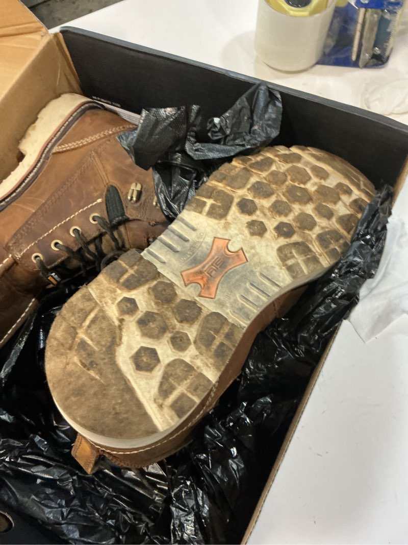 Condition photo showing As Is for ariat men's rebar lift 6" waterproof composite toe work boot 9.5 distressed brown