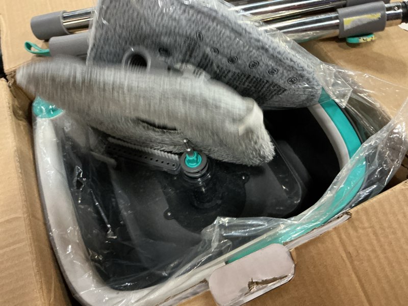 Condition photo showing As Is for True & Tidy True Clean Mop and Bucket System, Includes Square Spin, Dual Compartment Mop Bucket and 2 Thick Machine Washable Pads