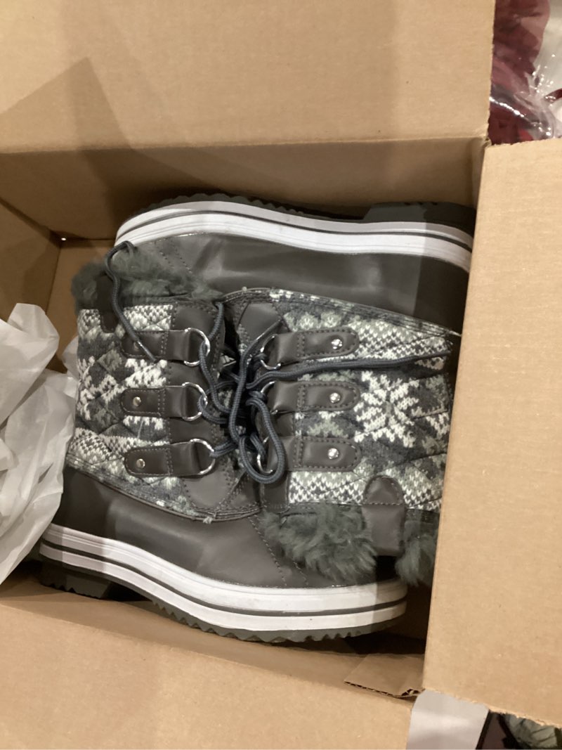 Condition photo showing Good Condition for POLAR Womens Snow Boot Quilted Short Winter Snow Rain Warm Waterproof Boots 7 Black Suede