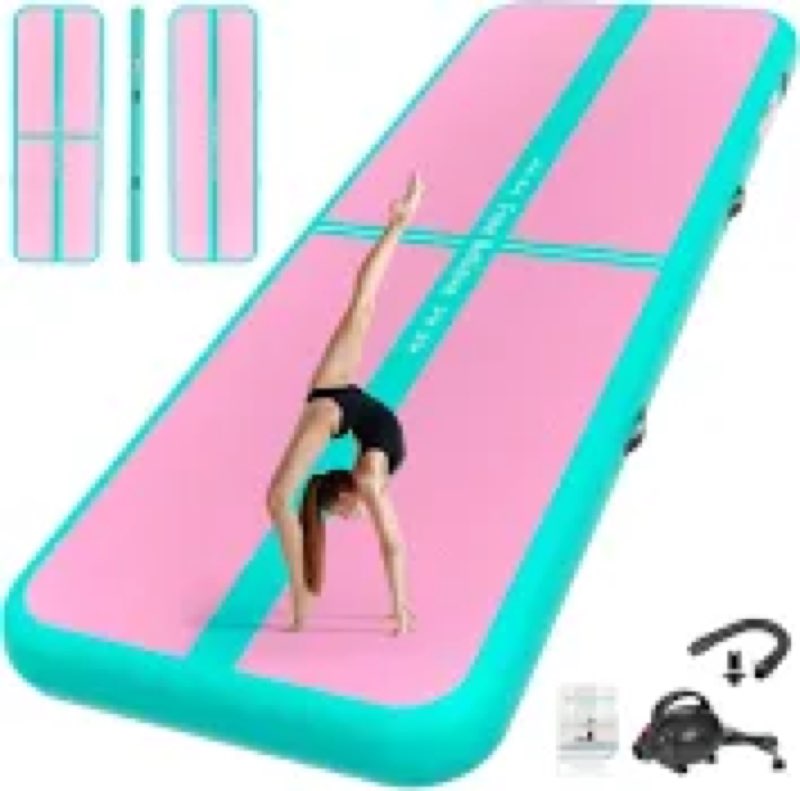 FINCOME Inflatable Gymnastics Mat Air Tumble Track Mats 10/13/16/20ft Training Mats for Home Use Air