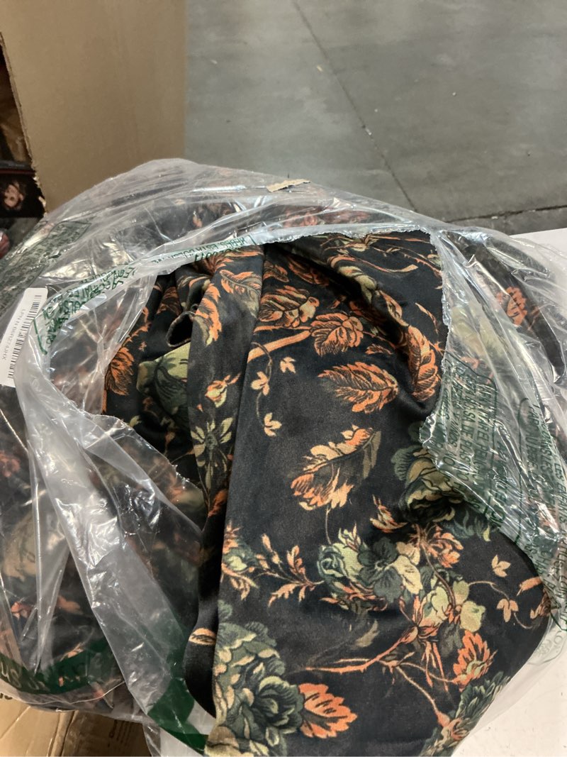 Condition photo showing Good Condition for stangh 100% blackout velvet floral curtains, black decorative patterned drapes for living room double- layer printed floor to ceiling panels with energy saving, w52 x l108, 2 panels 52"w x 108"l (pack of 2) grommet floral black