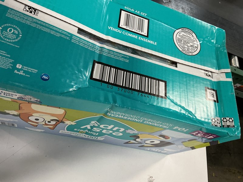 Condition photo showing New/Like New for Pampers Training Pants - Easy Ups Boys & Girls Bluey - Size 4T-5T, 104 Count, Children's Potty Underwear (Packaging May Vary) 4T-5T 104