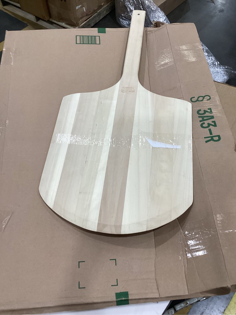 Condition photo showing Good Condition for New Star Foodservice 1029970 Restaurant-Grade Wooden Pizza Peel, 16" L x 14" W Plate, with 12" L Wooden Handle, 30" Overall Length 14"x 16"x 30"
