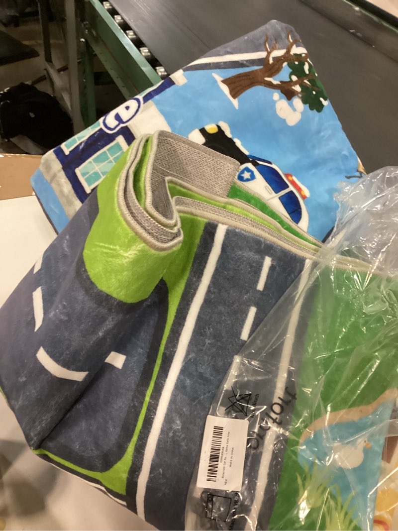 Condition photo showing As Is for Car Rug for Kids Toy Cars, 7' x 9' Town City Track Road Carpet Playmat with Non-Silp Backing, Washable Rugs Seasons Theme Traffic Mat for Kids Room Bedroom Game Safe Area 7' x 9' Four Seasons