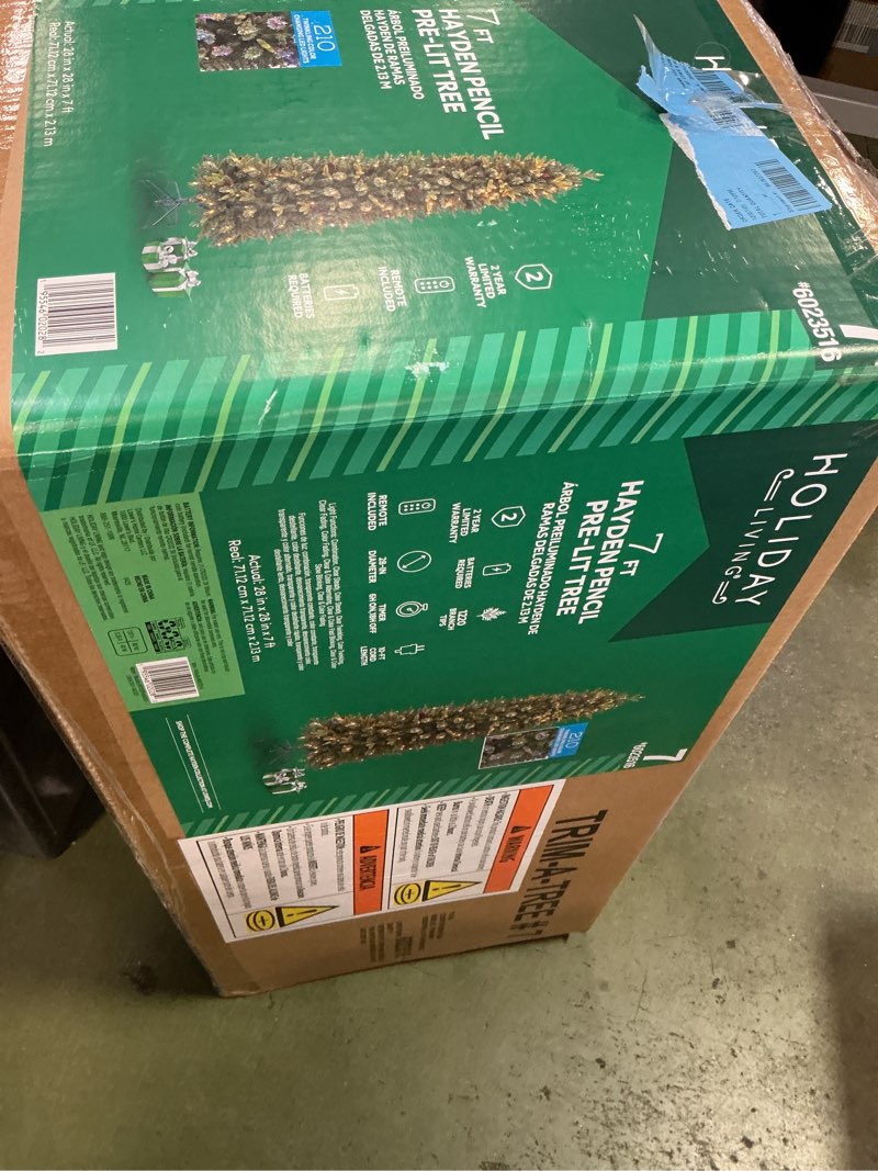 Condition photo showing Good Condition for Holiday Living 7-ft Hayden pine Pre-lit Pencil Artificial Christmas Tree with Twinkling Multicolor