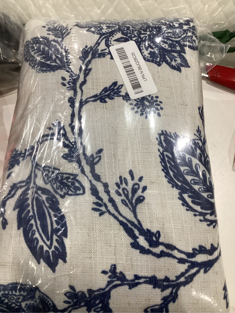 driftaway linen floral paisley navy blackout curtains for living room bedroom 96 inch length 2 panel
