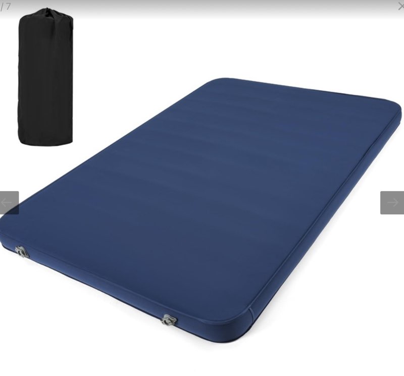 MELLCOM Colchoneta inflable doble de 4 pulgadas, colchón de espuma para acampar con bolsa de almacenamiento, 4 temporadas para 2 personas, campamento en automávil viajes, tienda de campaña,  azul similar 