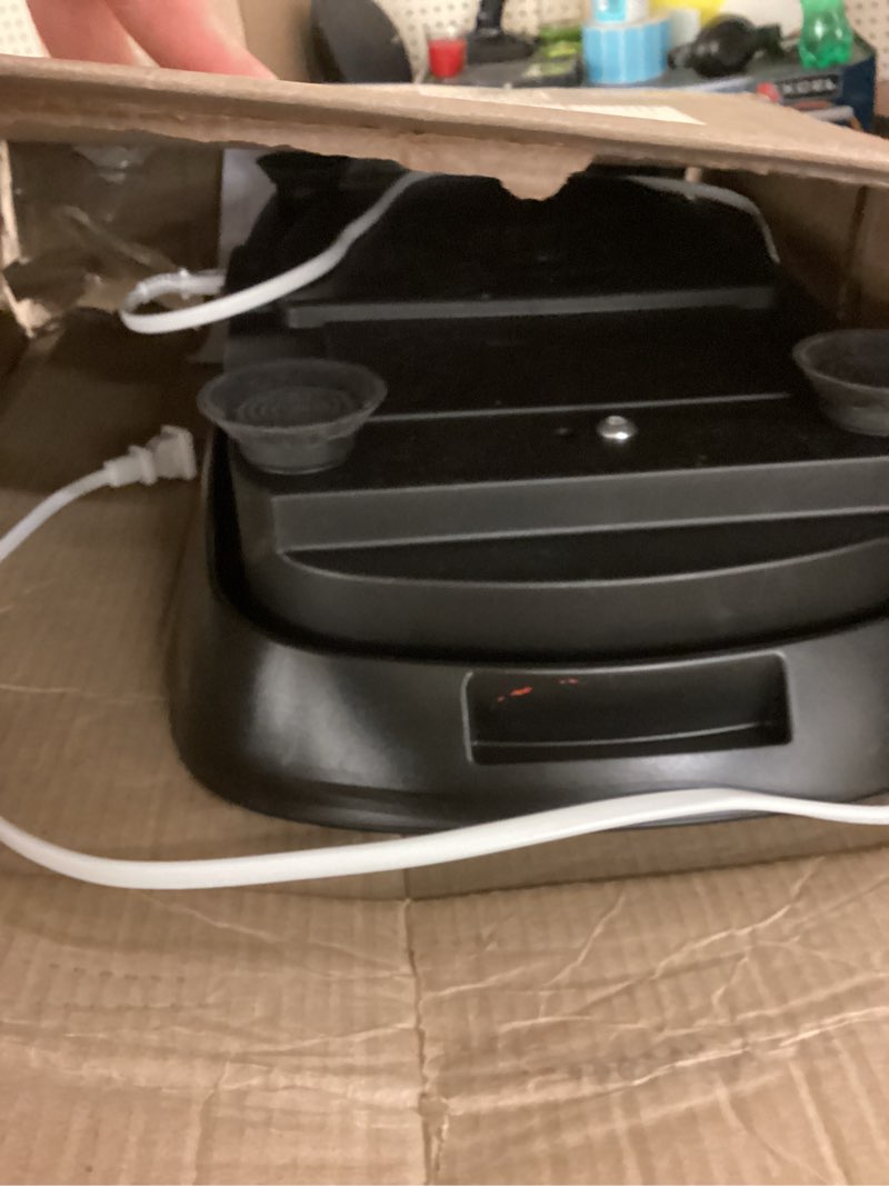Condition photo showing As Is for merach vibration plate exercise machine, curved vibration plate for lymphatic drainage weight loss, vibrating plate with real-time calorie tracking on led display, workout equipment for home women men black