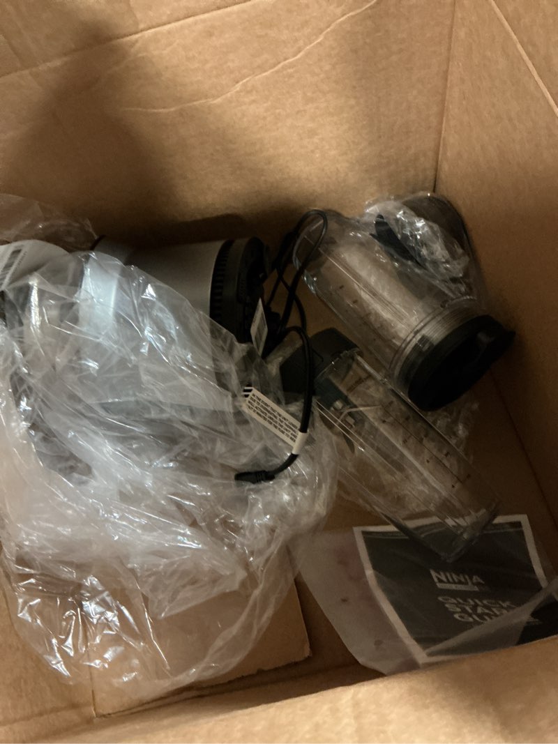 Condition photo showing As Is for ninja | blender | nutri pro | single serve | for smoothies, salsa, shakes and frozen drinks | includes 2 smoothie cups & lids | crushes ice, fruit & veggies |silver | bn401 auto blend 1000-peak-watts