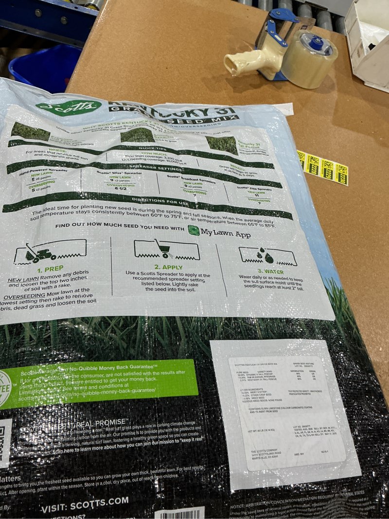 Condition photo showing New/Like New for scotts kentucky 31 grass seed mix - premium lawn grass seed, covers up to 10,000 sq. ft., 40 lb