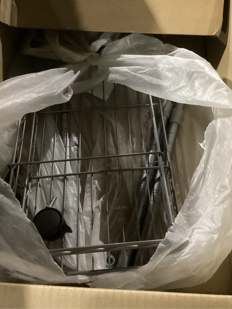 Condition photo showing As Is for Safco 5201GR Wire Mobile Letter or Legal File Cart - Gray, Collapsible Space Saving for Compact Storage. 4 Locking Wheels