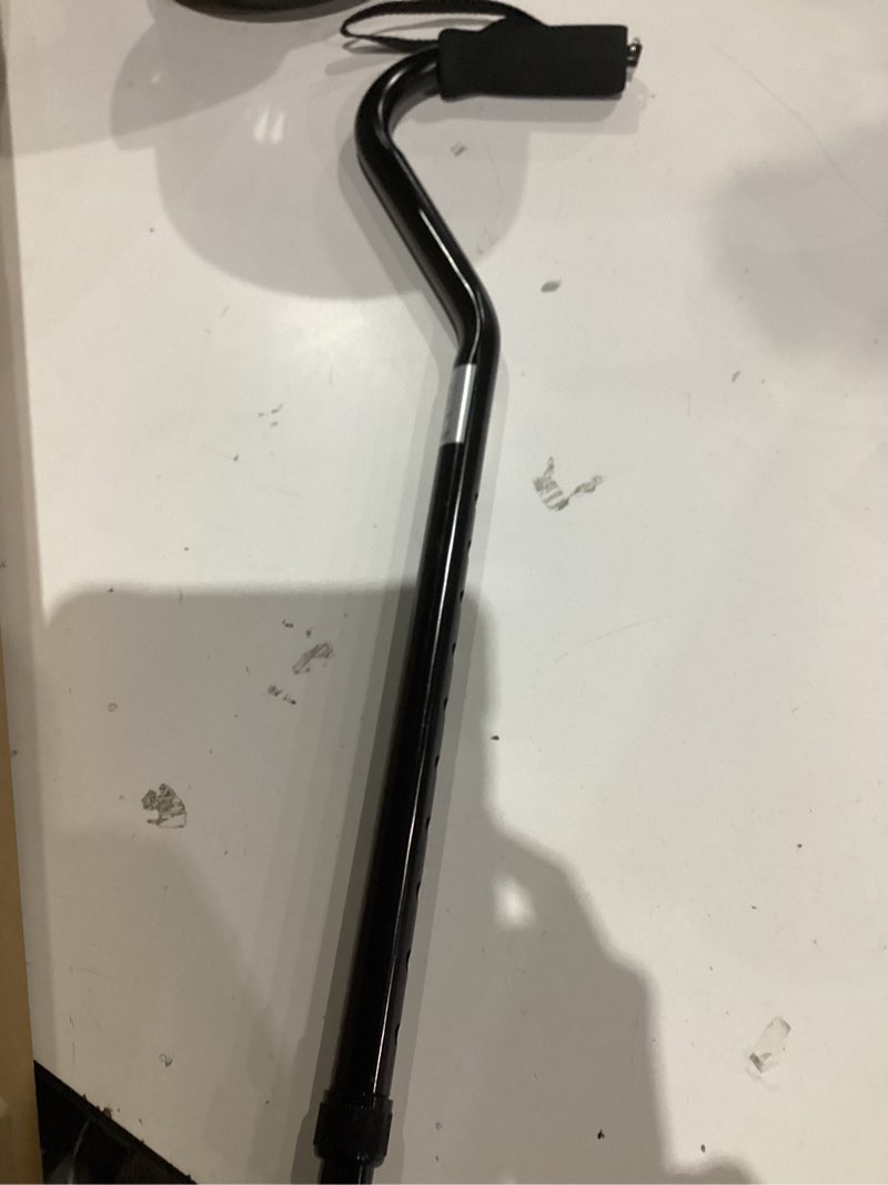 Condition photo showing Good Condition for dmi walking cane and walking stick for adult men and women, fsa eligible, lightweight and adjustable from 30-39 inches, supports up to 250 pounds with ergonomic hand grip and wrist strap, black 1