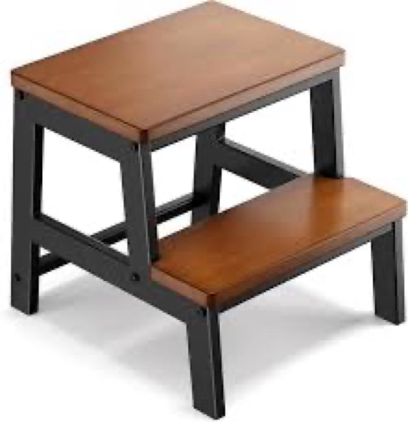 wooden 2 step stool for high beds, moderate & applicable 2-step stools for seniors, solid wood stepp