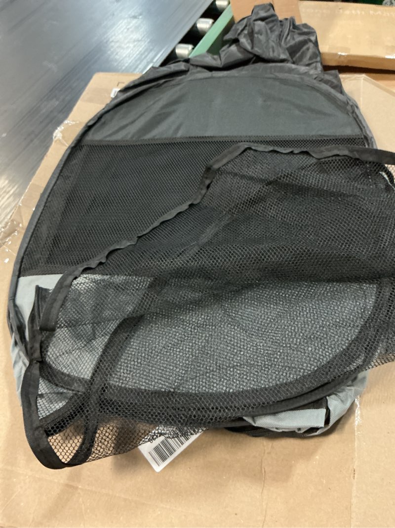 Condition photo showing As Is for portable dog playpen for large dogs, collapsible puppy pet cat playpen with zipper top cover (large size, grey-black) grey-black l [44.8" x 44.8" x 23.5"]