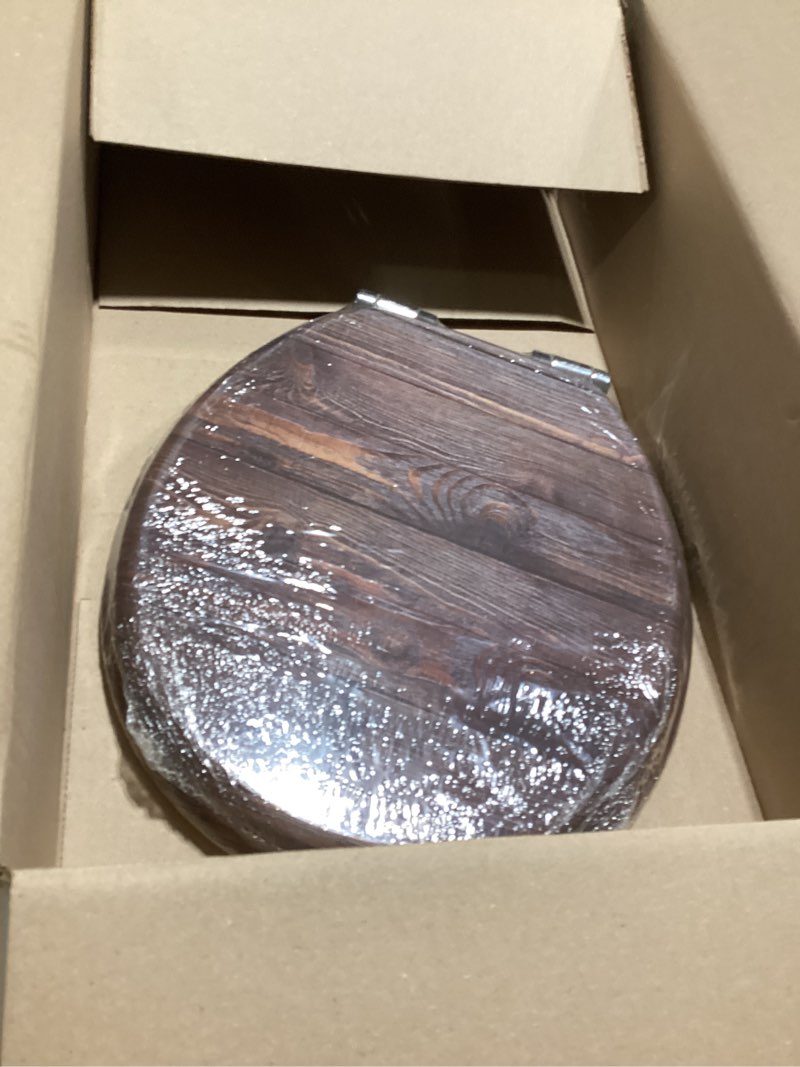 Condition photo showing Good Condition for sanilo wooden toilet seat with soft close [elongated] - decorative, quiet & slow close molded wood seat - with strong bumpers & hinges - adjustable fit - vintage