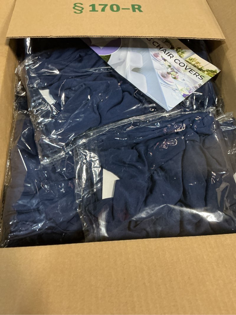 Condition photo showing New/Like New for Babenest Spandex Folding Chair Covers Upgraded Universal Stretch Washable Fitted Chair Slipcovers Protector for Wedding, Holidays, Banquet, Party, Celebration (30, Navy Blue) Navy Blue 30PCS