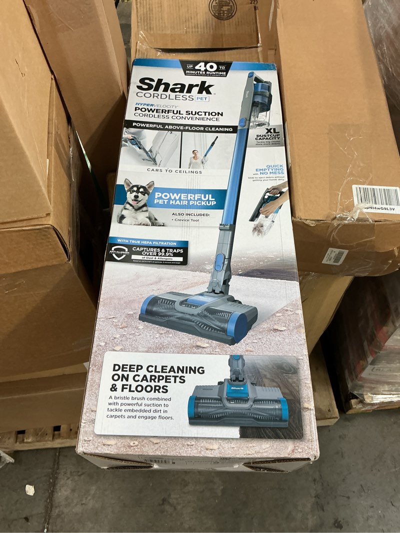 Condition photo showing As Is for shark® cordless pet stick vacuum with anti-allergen complete seal  ix140h