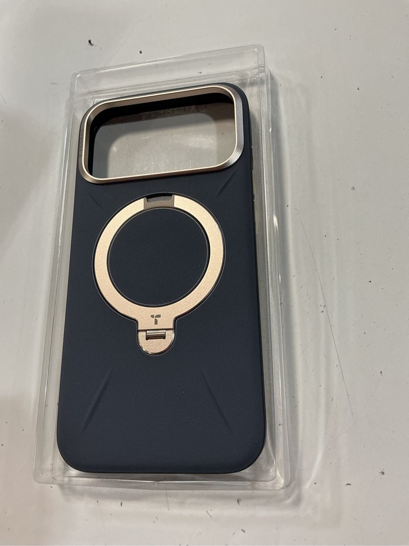 Condition photo showing New/Like New for torras q3 vegskin for iphone 17 pro max case leather, 360 spin magnetic stand, fit for magsafe, camera control, shockproof premium organic silicone leather phone case for iphone 17 pro max, deep blue deep blue for iphone 17 pro max, 6.9"