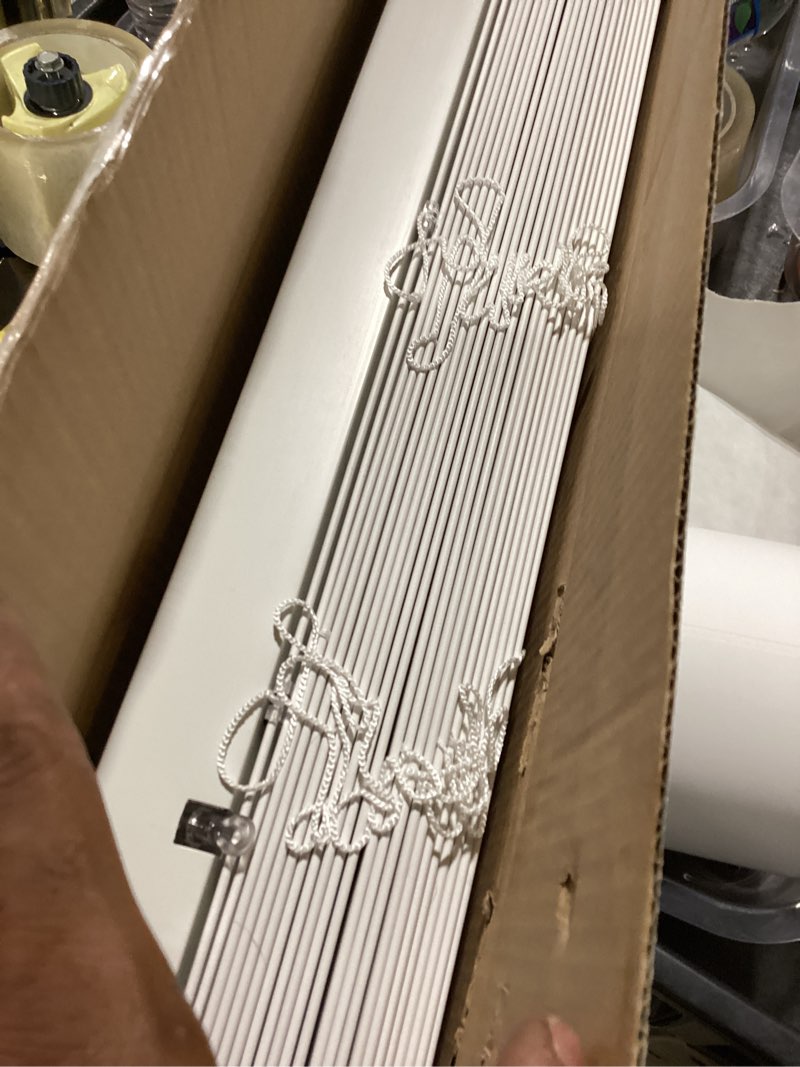 Condition photo showing Good Condition for better homes & gardens 2" cordless faux wood horizontal blinds, white, 27x64