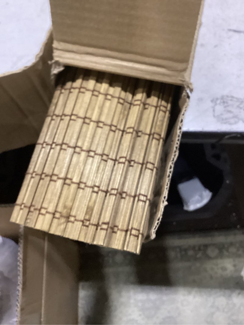 Condition photo showing New/Like New for cordless bamboo roman shades 20x48in, light filtering bamboo blinds for indoor windows, office, bathroom and living room, privacy teak.