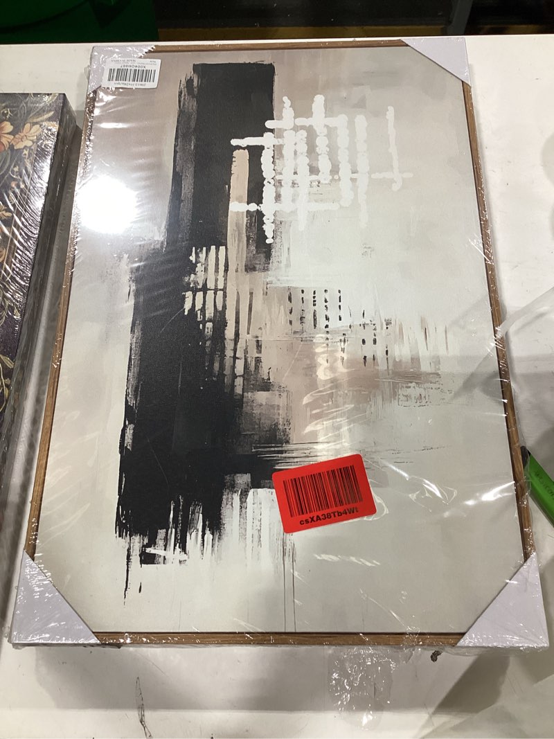 Condition photo showing Good Condition for phopago abstract framed wall art large 16x24in mid century modern minimalist beige pastel watercolor neutral wall decor for living room bedroom - natural framed gray abstract framed 24l" x 16w" x 3 pcs natural