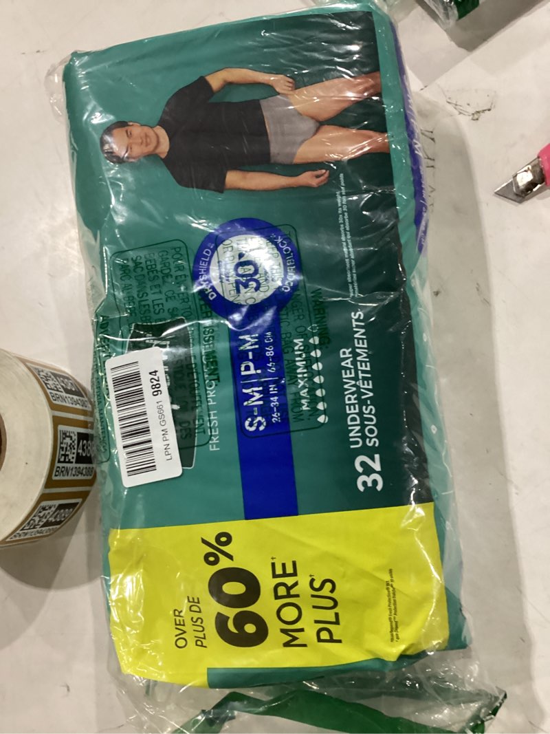 Condition photo showing New/Like New for depend fresh protection adult diapers, incontinence underwear for men, disposable, maximum, small/medium, grey, 32 count, packaging may vary small/medium 32