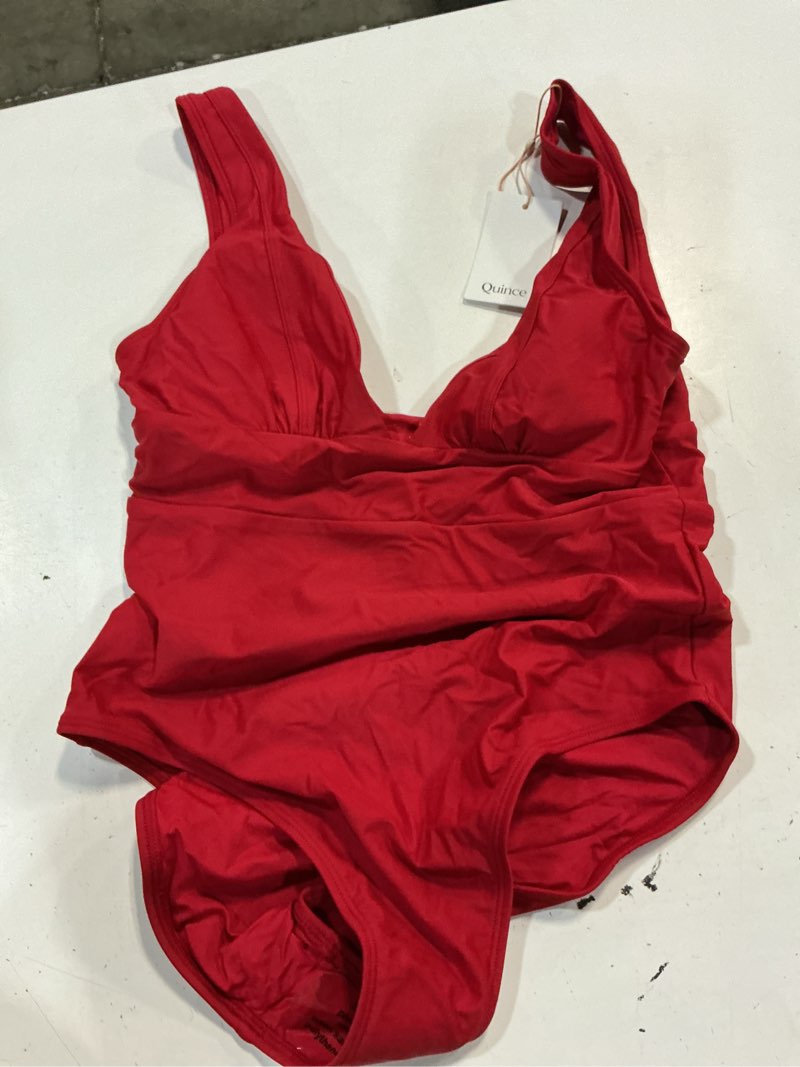 Condition photo showing New/Like New for italian plunge one-piece swimsuit, l, cherry