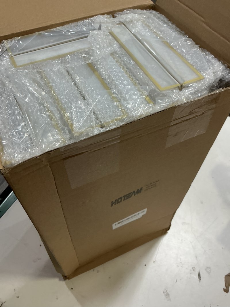 Condition photo showing New/Like New for hoteam 30 pack 5 x 7 clear acrylic sign holder with gold borders, gold picture frame, double sided wedding table number, acrylic menu stands for wedding table, restaurant sign, photos 30 5 x 7 inch