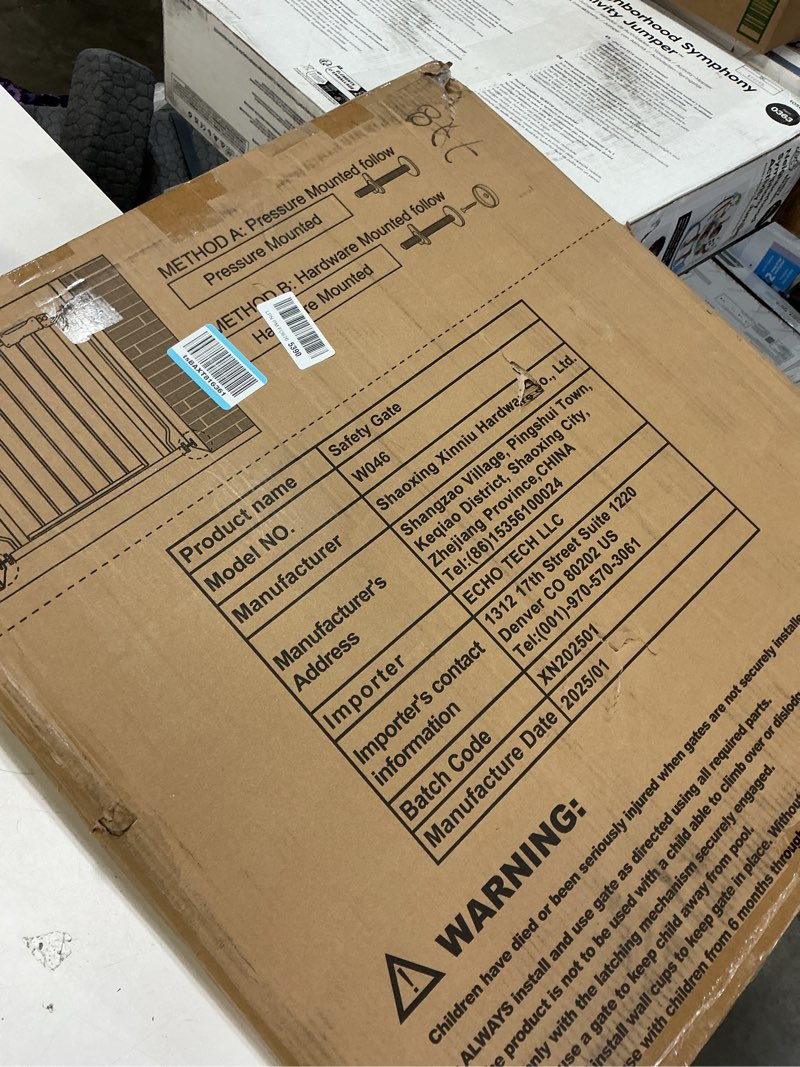 Condition photo showing New/Like New for ALLAIBB Extra Wide Pressure Mounted Baby Gate Walk Through Child Kids Safety Toddler White Long Large Pet Dog Gates with Extension for doorways Kitchen and Living Room (57.48-62.20"/146-158cm) White 57.48-62.20"/146-158cm