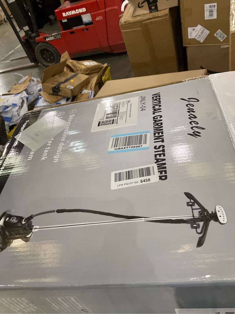 Condition photo showing Good Condition for Steamer for Clothes, Jenaely 1500W Standing Garment Steamers, 35s Fast Heat-up, 80 Mins of Continuous Powerful Steam with 2.8L Water Tank, Pants Clip & Children's Clothing Hanger