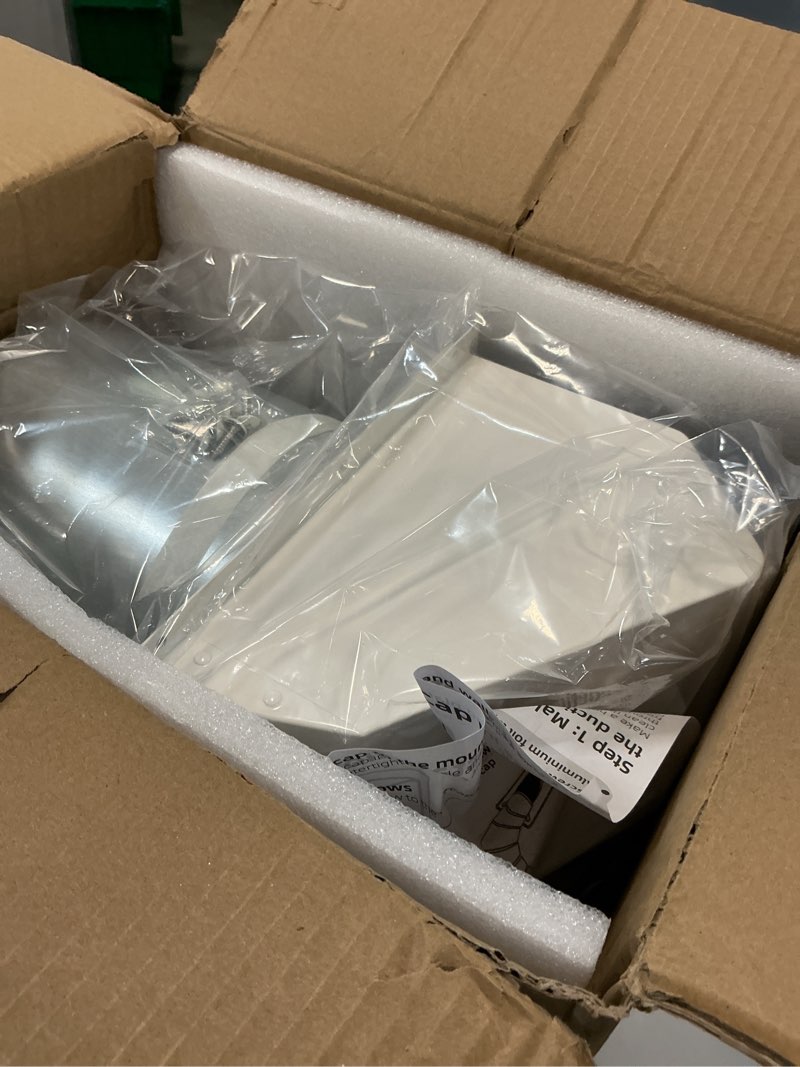 Condition photo showing Good Condition for 8 Inch Hooded Wall Vent with Screen and Damper,Outdoor Wall Exhaust Vent Cover Wall Cap for Exterior Kitchen Range Hood Ventilation Dryer HVAC Duct Air Exhaust, Galvanized Steel, White 8 Inch White