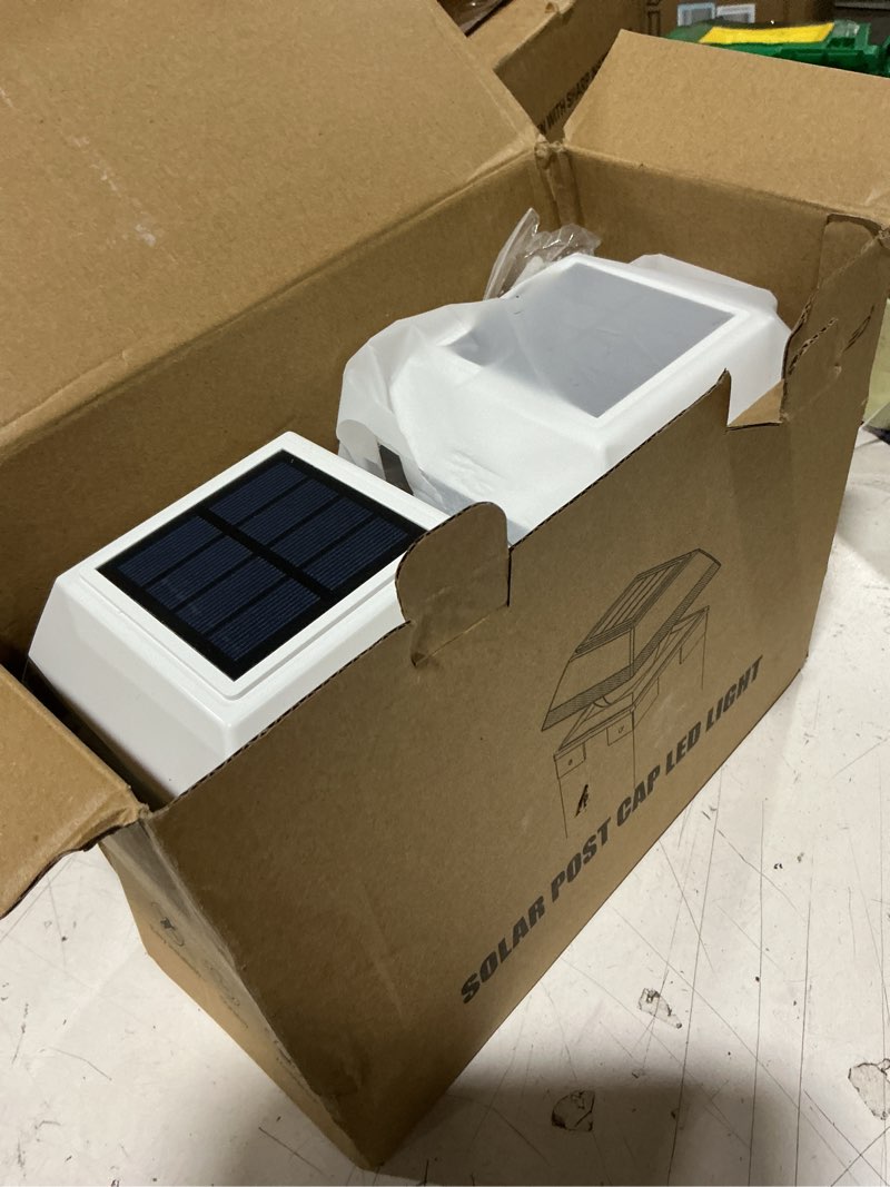 Condition photo showing Good Condition for solar post cap lights for 4x4 wood & vinyl fence, 4 pack white | adjustable base for 3.5-4.5 inch posts, dural color 3000k/6000k, ip65 waterproof, ideal for patio, backyard garden decoration white 4 pack