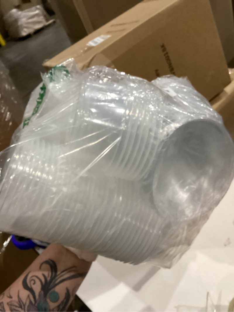Condition photo showing New/Like New for 50 Pack 12 oz Plastic Dessert Cups with Lids, Clear Disposable Snack Bowls for Yogurt Parfait, Cake, Fruit, Salad, Acai Bowls