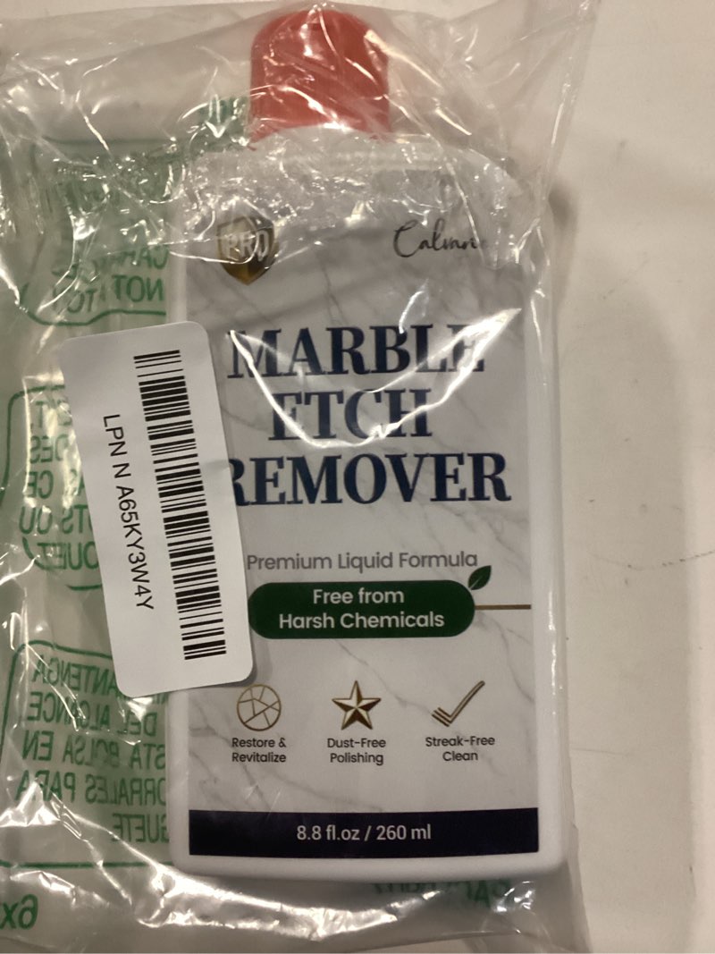 Condition photo showing New/Like New for Professional Marble Etch Remover 8.8 fl. oz, Effective on Limestone, Travertine, Alabaster & Onyx, Removes Stains, Dull Spots, Water Rings & Light Scratches, Dust-Free Polishing