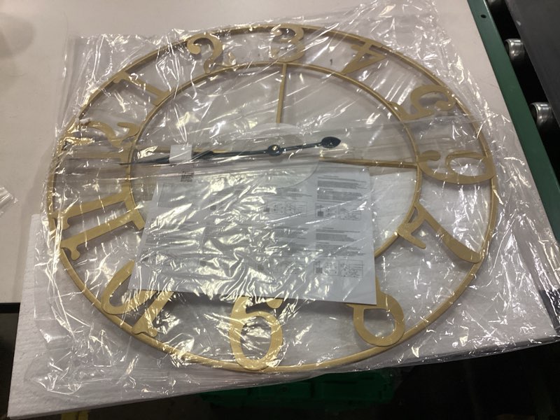 Condition photo showing New/Like New for Large Wall Clock 24 Inch Gold Clocks for Living Room, Decorative Wall Clocks Battery-Operated, Modern Metal Round Clock Silent Non Ticking for Kitchen Mantel Bedroom Office Decor, Arabic Numerals Gold Arabic Number 24 Inch