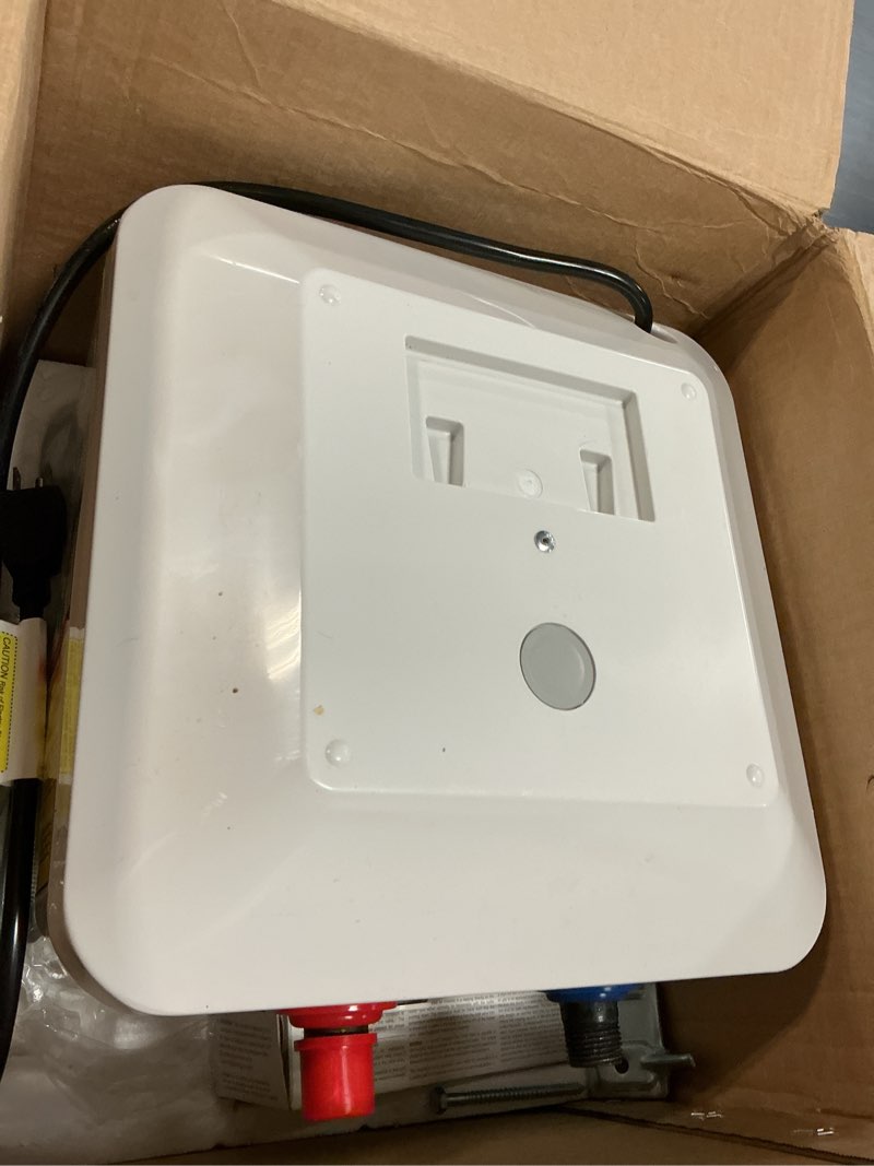 Condition photo showing As Is for thermomate mini tank water heater electric, 1.32 gallons small under sink water heater for point of use instant hot water 110v 120v, wall or floor mounted, ul listed es150