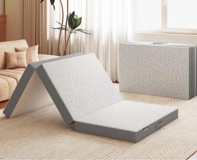 swbvs tri-fold memory foam mattress, 4 inch twin folding with washable covers, reversible design, foldable topper for travel&guests, 75"×38"×4" white 4inch-tw"