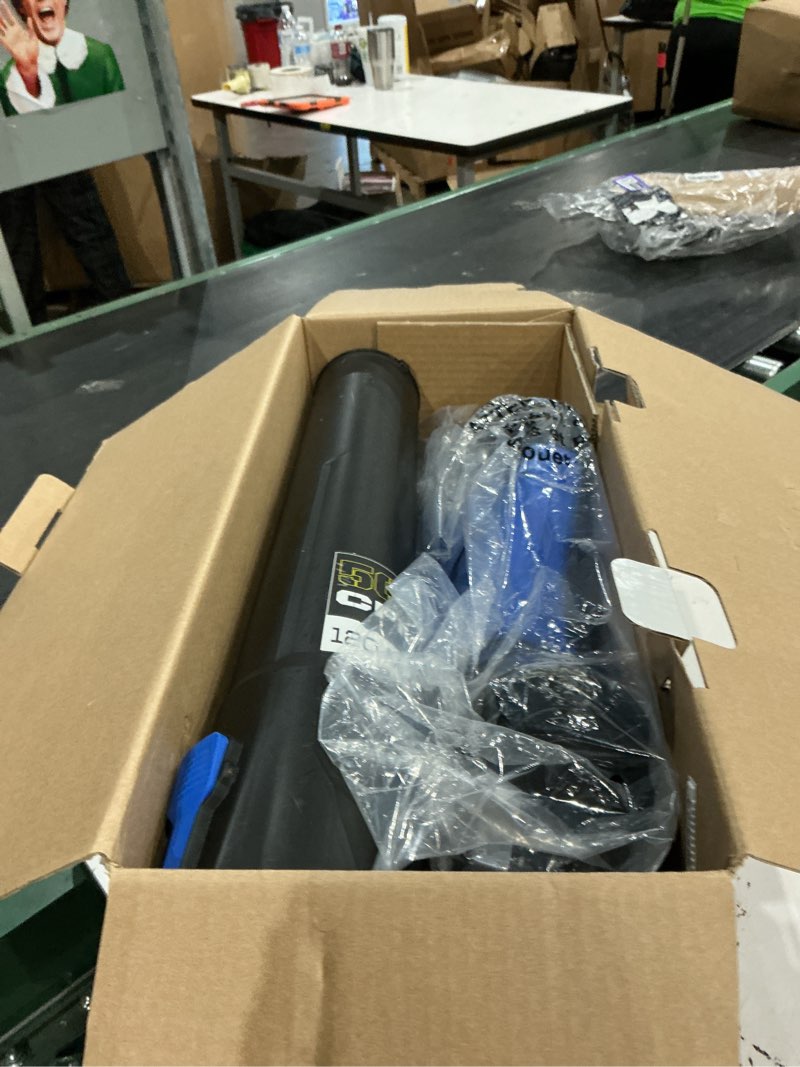Condition photo showing As Is for kobalt 24-volt 500-cfm 120-mph battery handheld leaf blower 4 ah (battery and charger included)