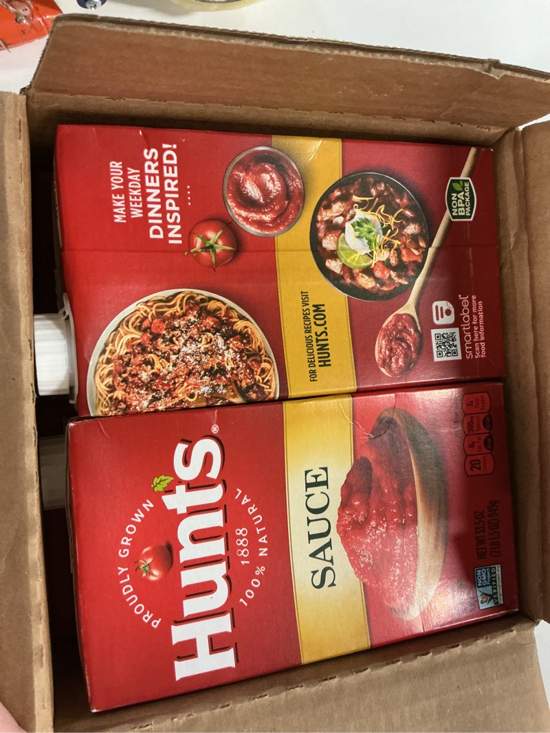 Condition photo showing New/Like New for (Best by 05 Dec 2925)Hunt’s Tomato Sauce, Perfect for Chili & Soups, 33.5 oz. Carton (Pack of 6)