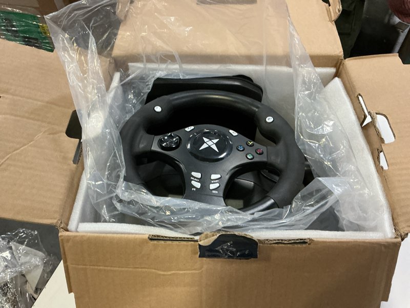 Condition photo showing Good Condition for DOYO Steering Wheel with Pedals for PC/Xbox/PS4/Switch – 270° Racing Wheel, Gaming Steering Wheel with Gear Shifter, Dual Vibration, Clamp Mount, Driving Simulator for Sim Racing